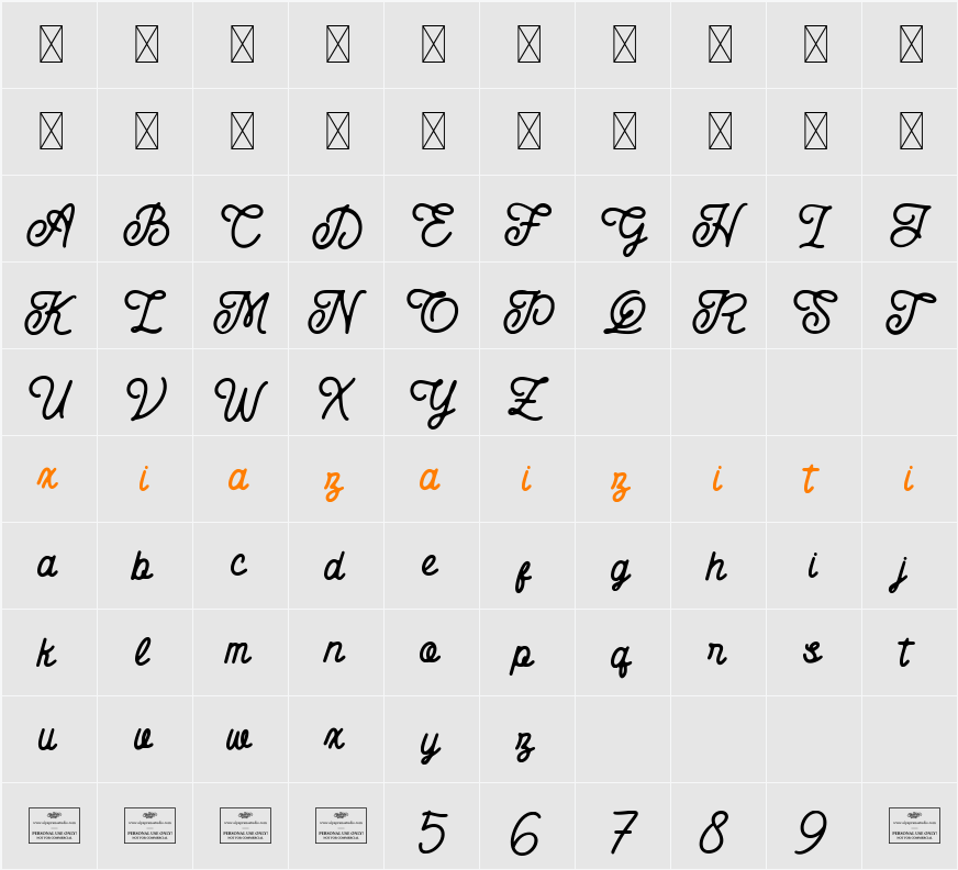 Azure Garden 字符映射表