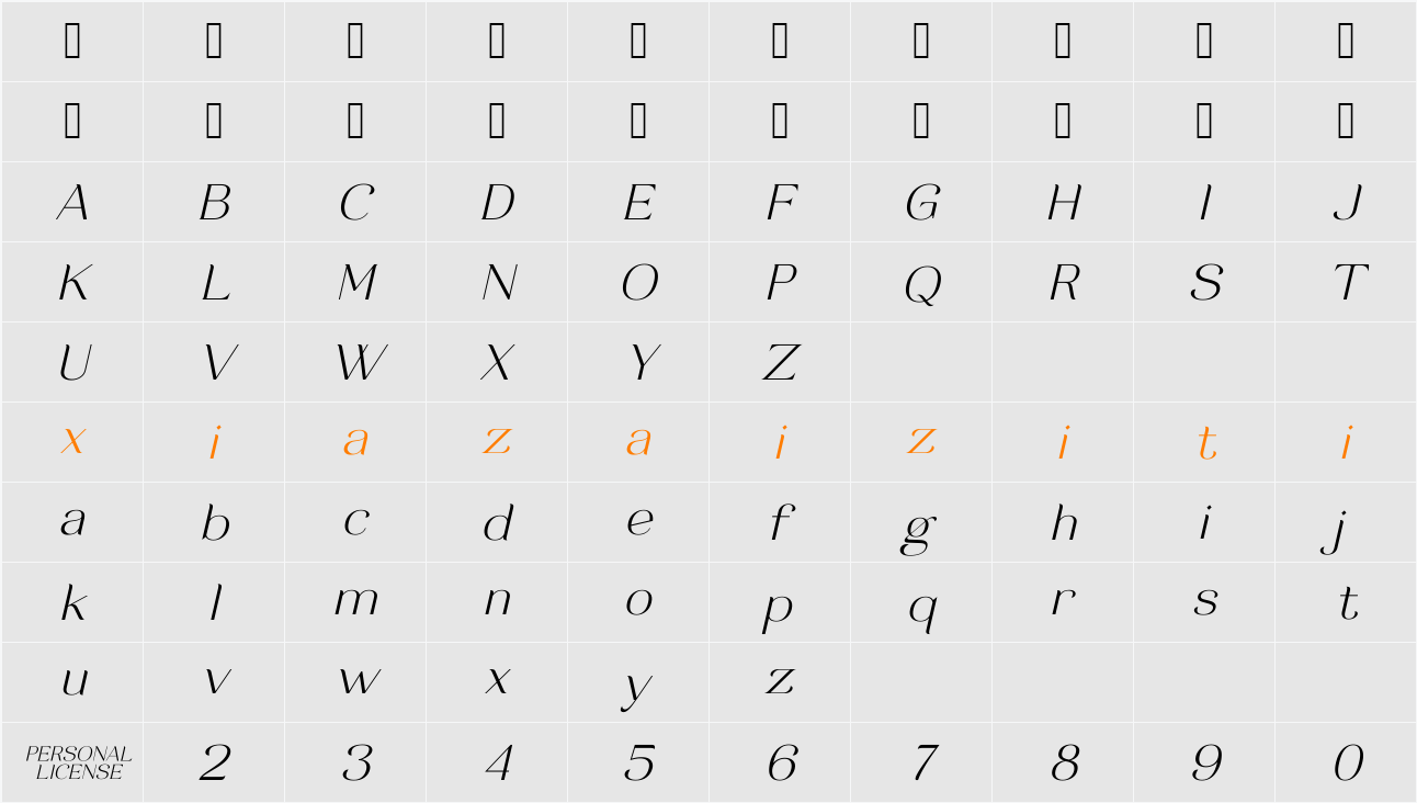 Brilliant Grunge Demo 字符映射表