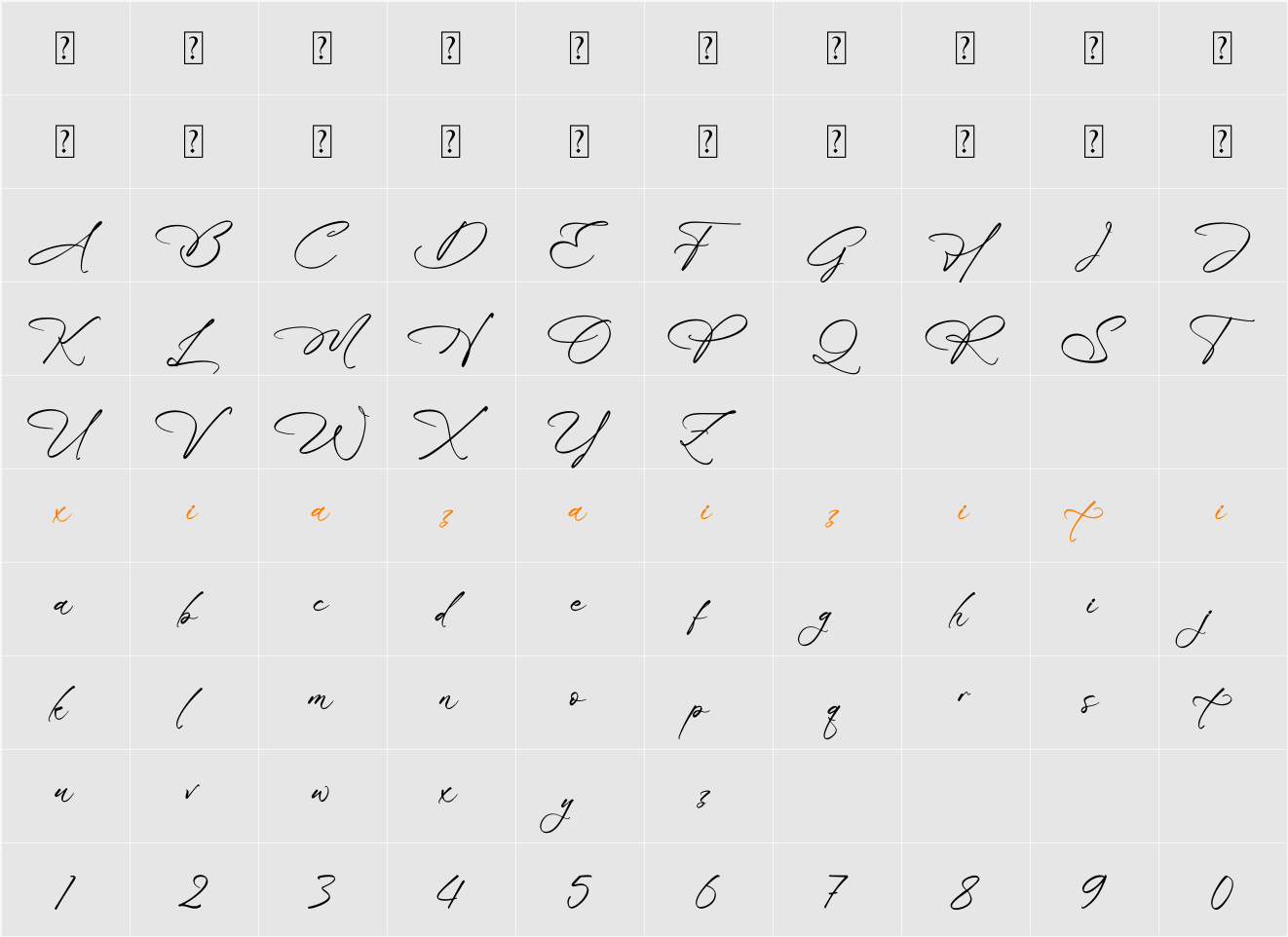 Blissfuly Magnotia 字符映射表
