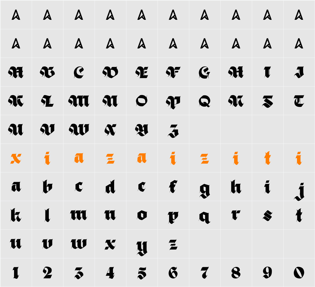 Black Obesity 字符映射表