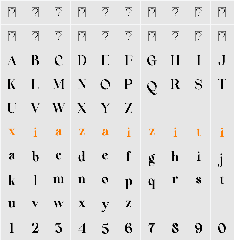 Beautiful Comethrue Bold Condensed 字符映射表