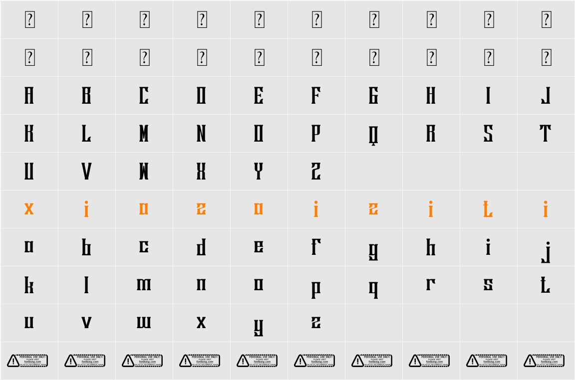 Borgenix PERSONAL USE ONLY! 字符映射表