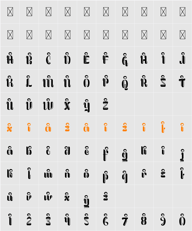 Batik Blend Two 字符映射表