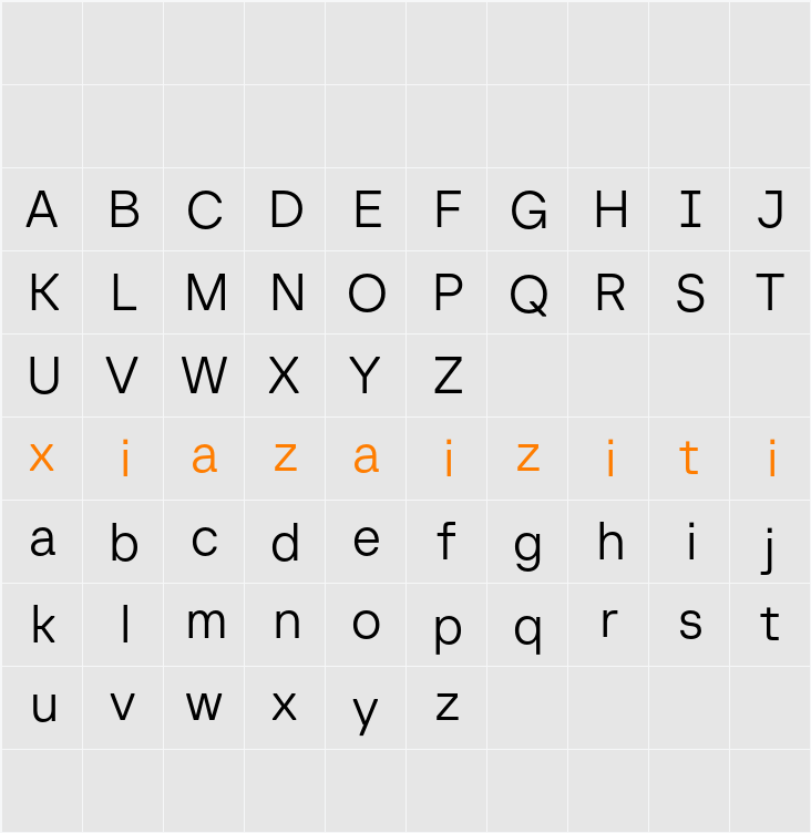 Baru Sans Demo Light 字符映射表