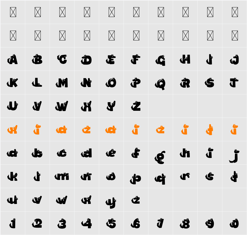 Bark Type Dog 字符映射表