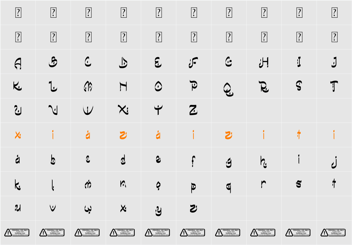 Bismillah PERSONAL USE ONLY! 字符映射表