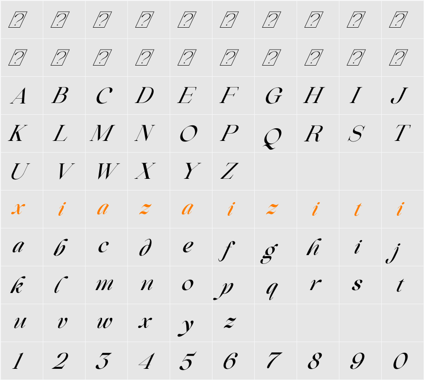 Beautiful Comethrue Medium Condensed 字符映射表