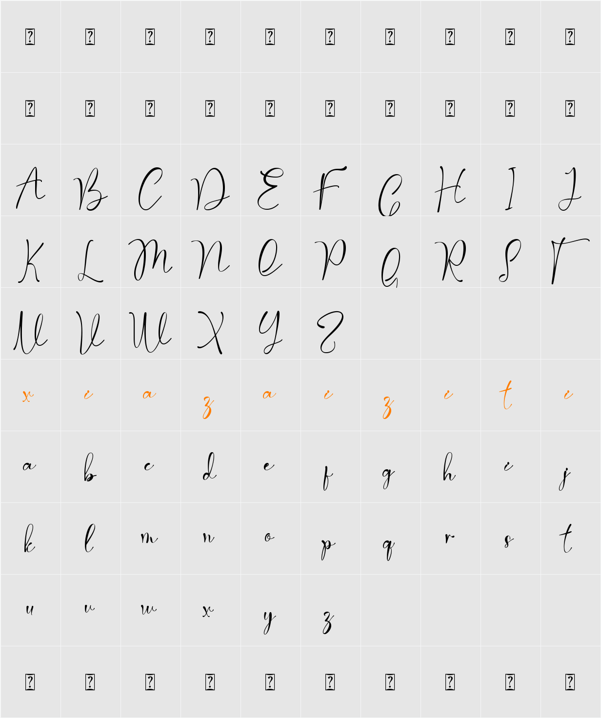 Bethany Love 字符映射表