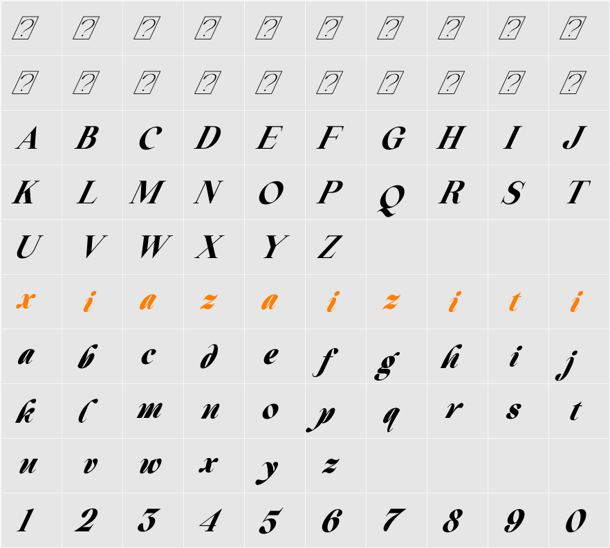 Beautiful Comethrue Heavy Condensed 字符映射表