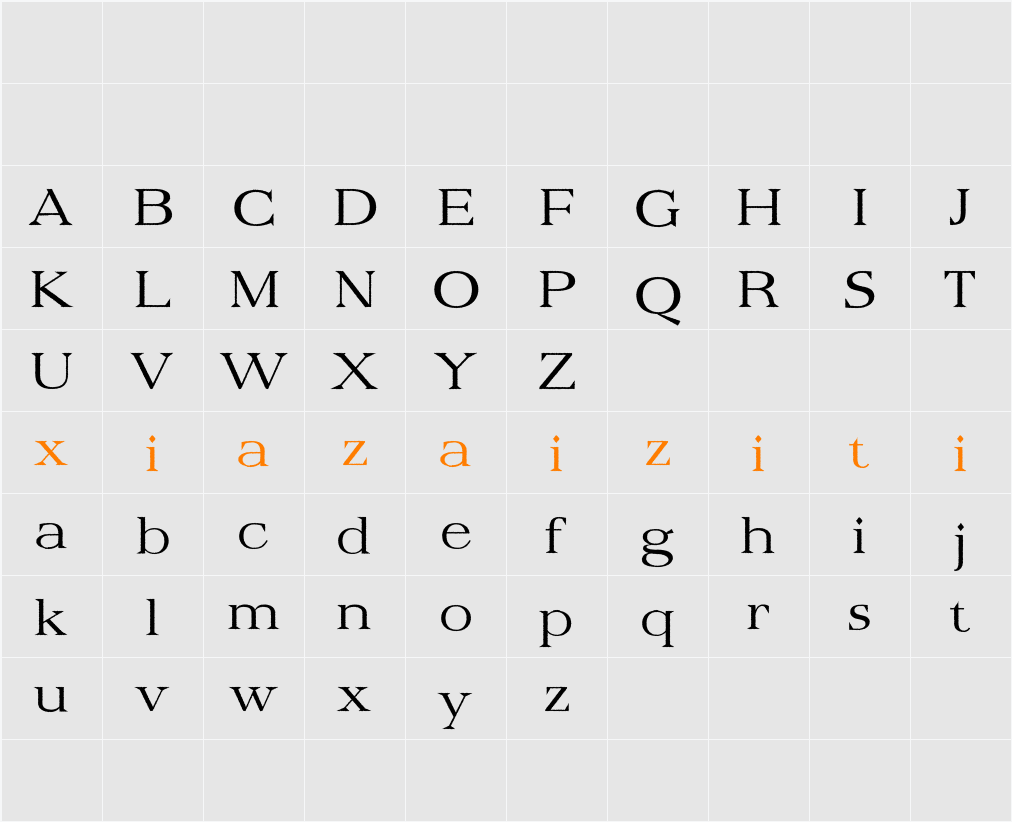 Belinzie Rough Demo 字符映射表