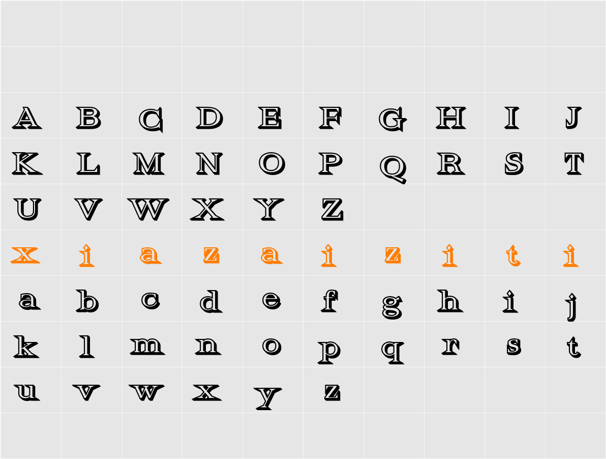 Belinzie Extrude Right Demo 字符映射表