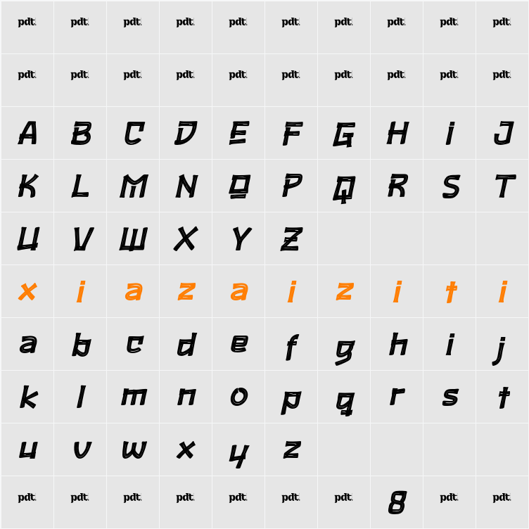 BODYSPORT PERSONAL Slant 字符映射表