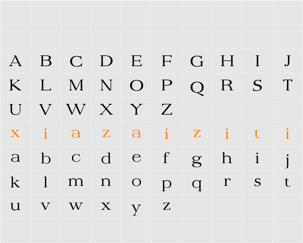 Belinzie Demo 字符映射表