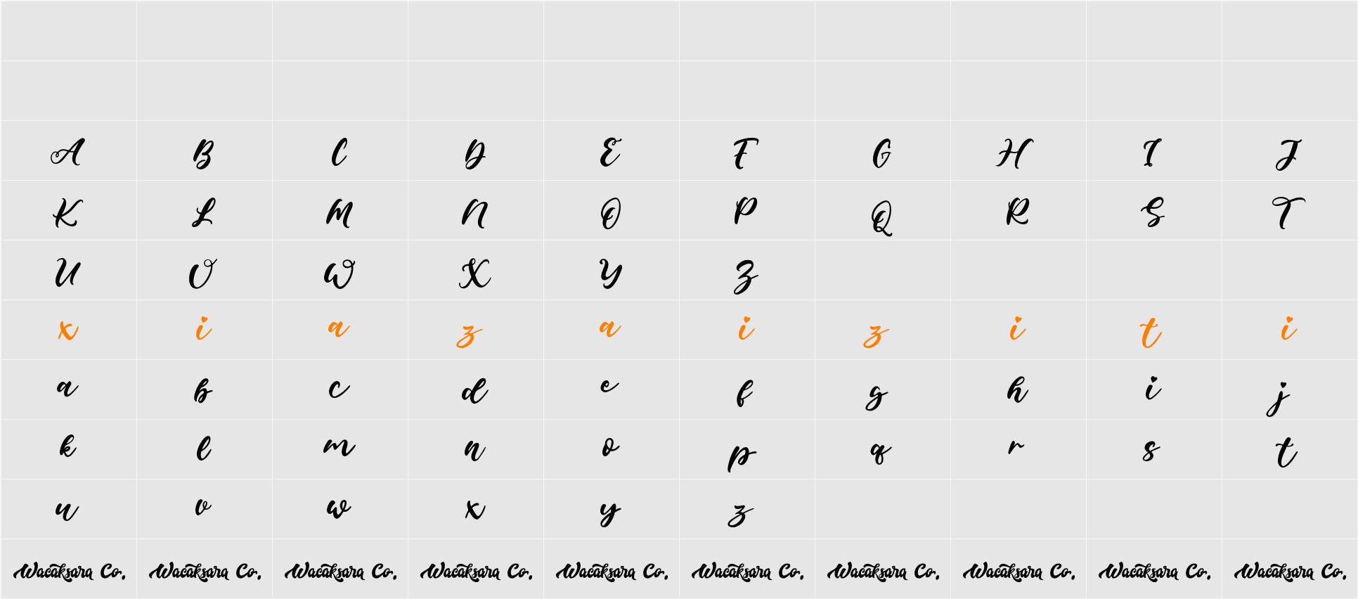 De Hyang Script 字符映射表
