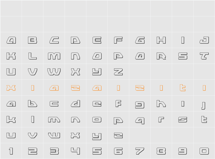 Furian Outline 字符映射表