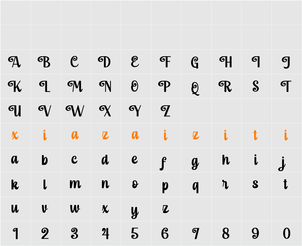 Christmas Maddison 字符映射表