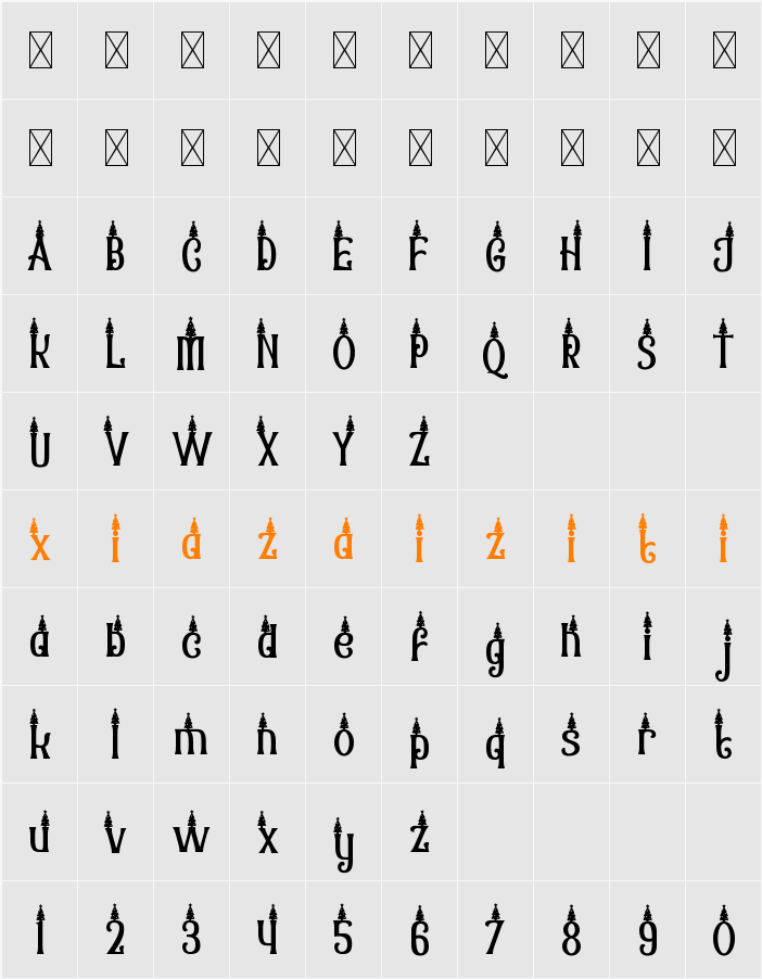 Christmas Chances Tree 字符映射表