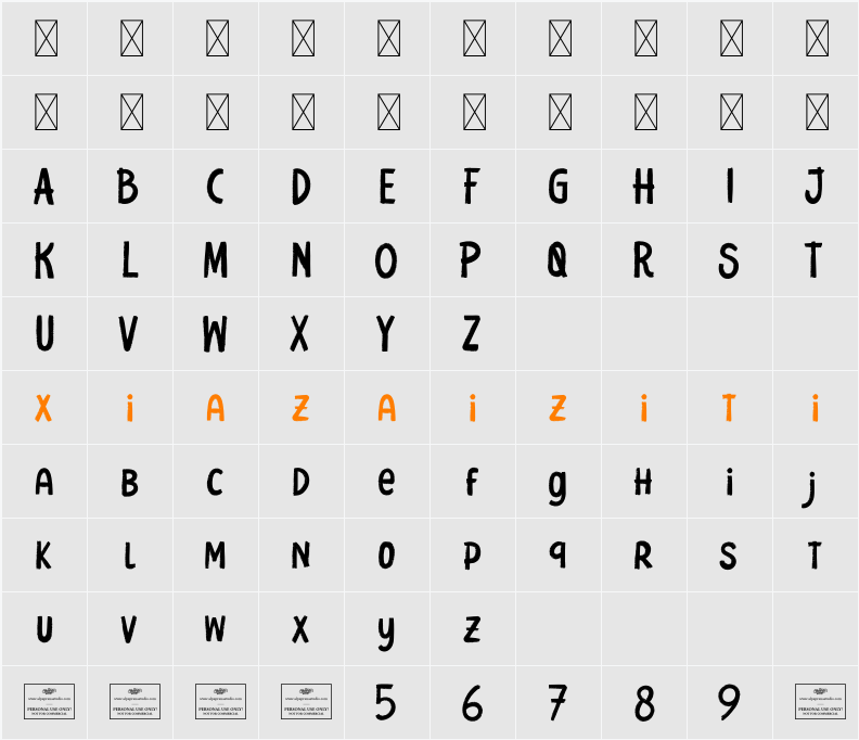 Evergreen Free 字符映射表