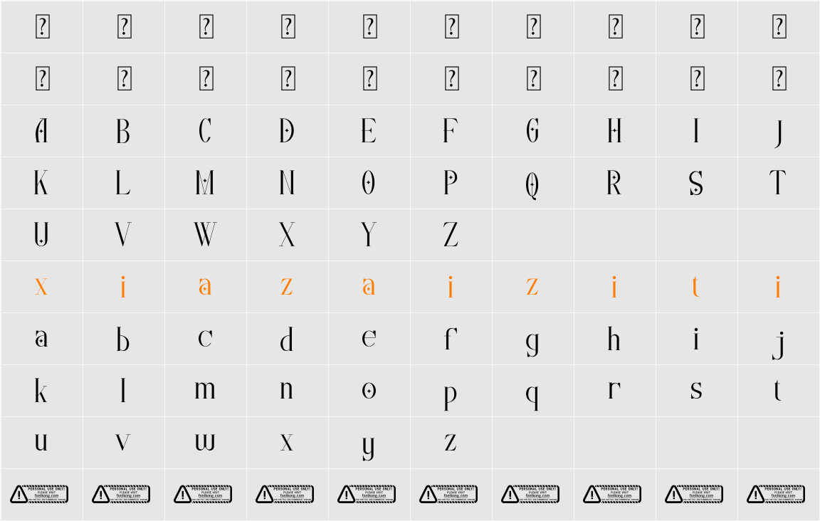 Costiva PERSONAL USE ONLY! 字符映射表