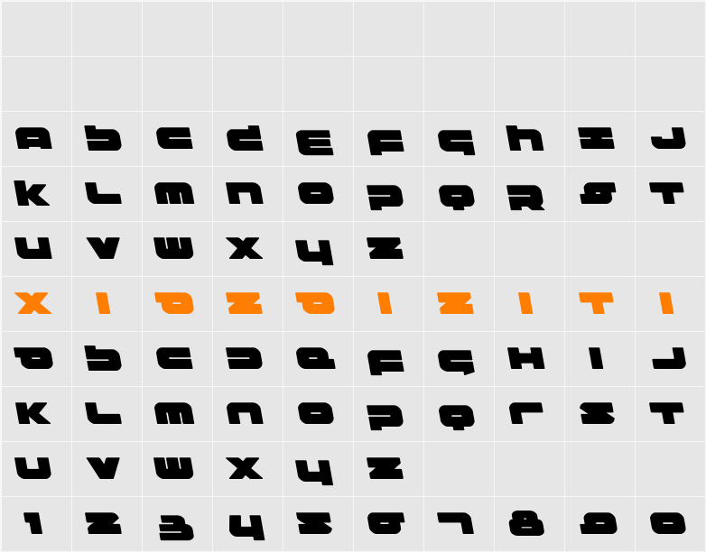 Delmoto Semi-Leftalic 字符映射表