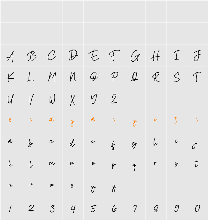 Femila Signature 字符映射表