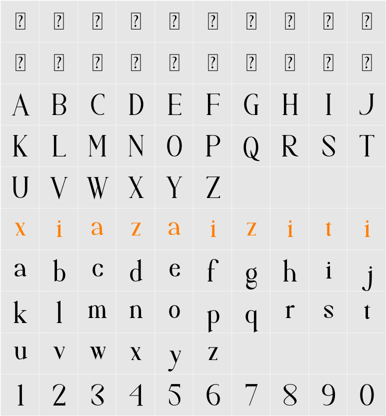 Carina 字符映射表