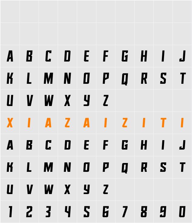 Dynamic Trooper SlightStraight 字符映射表