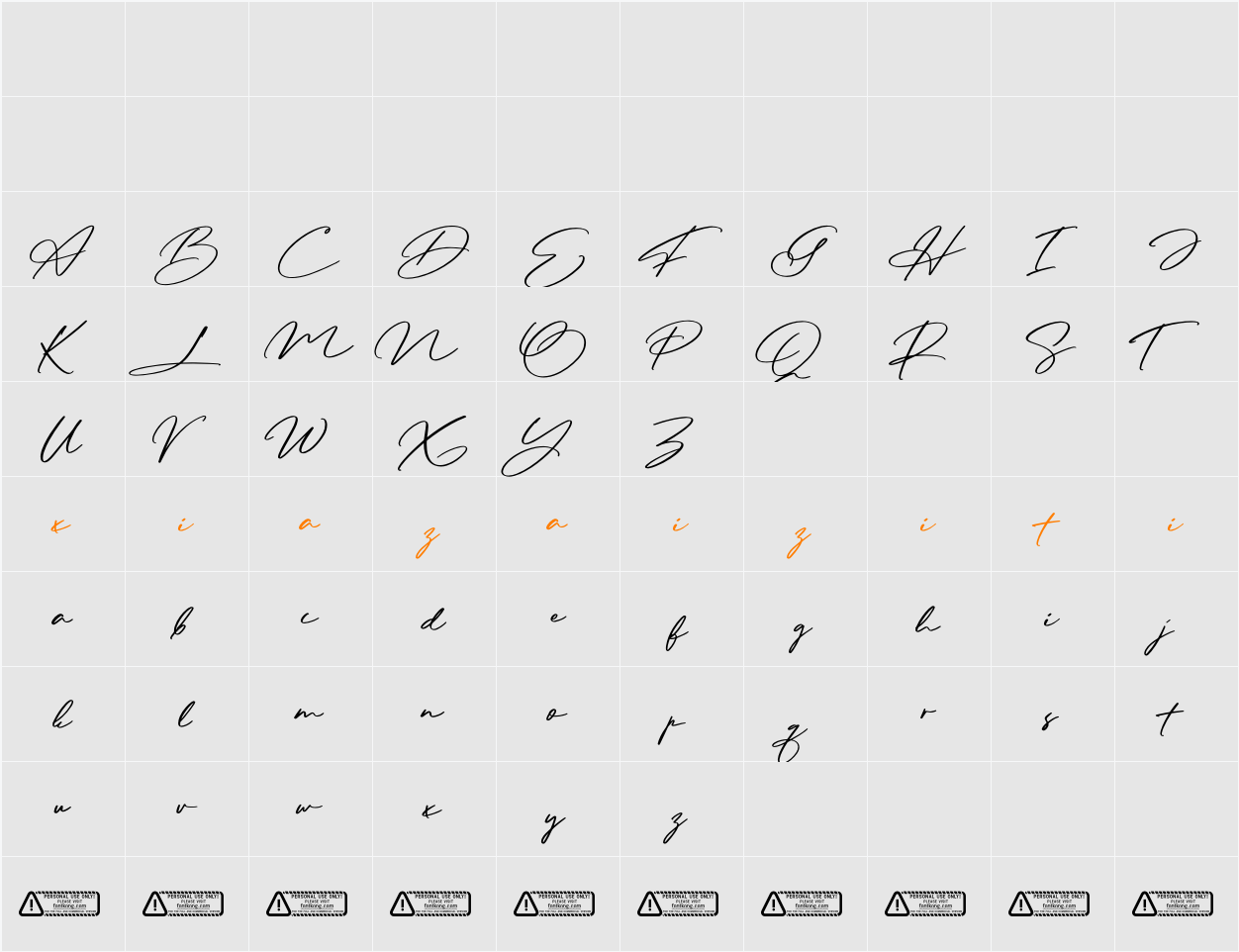 Dalli Signature PERSONAL USE ON 字符映射表