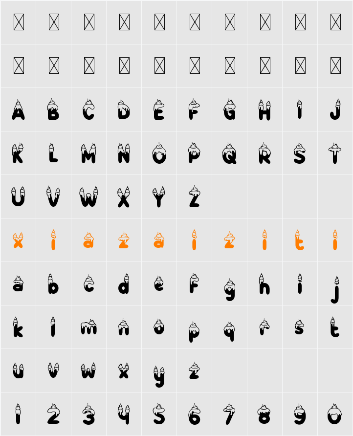 Cake Couture Nine 字符映射表