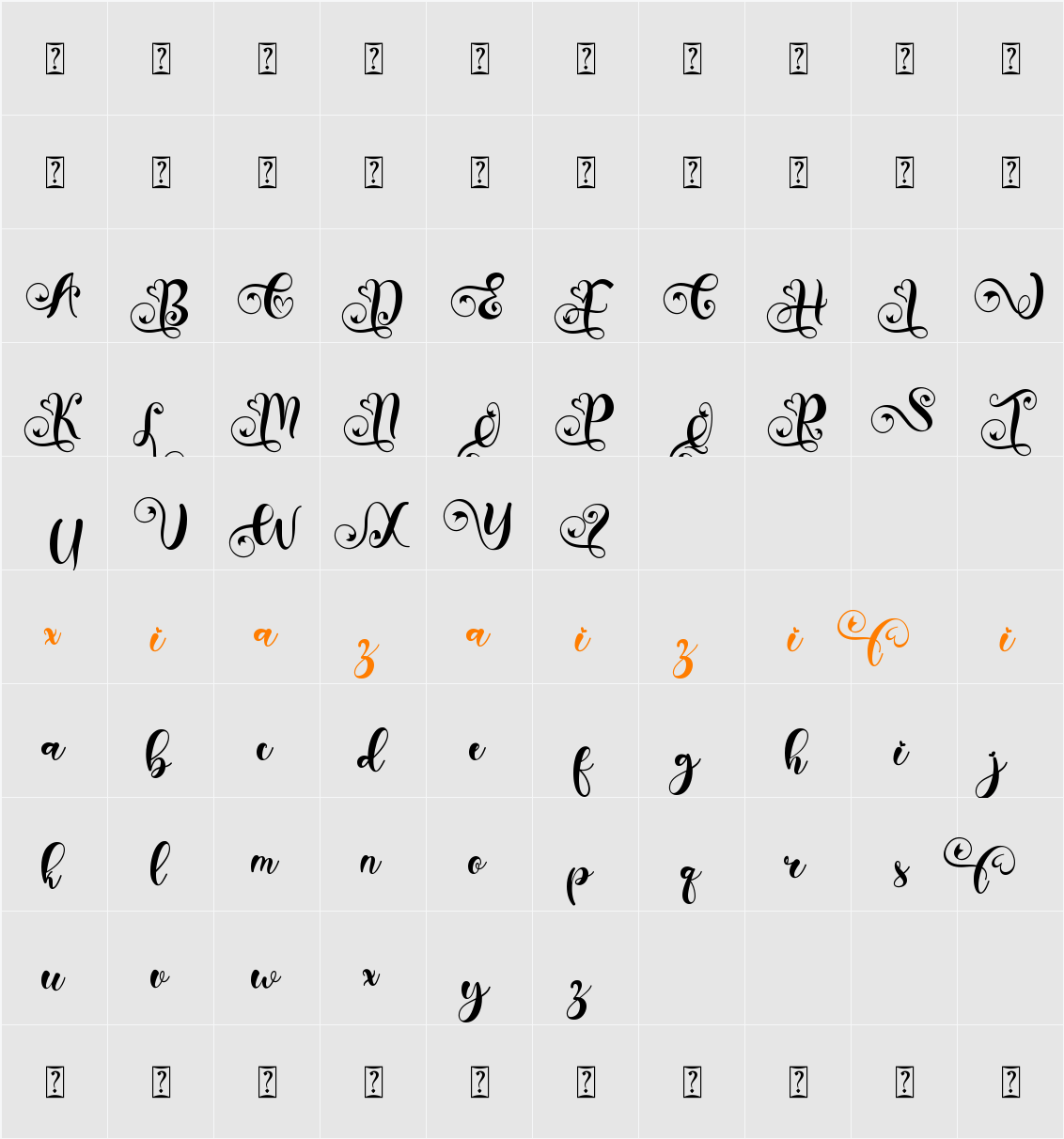 Christmas Dainty 字符映射表