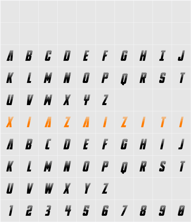 DiaClone Halftone Italic 字符映射表