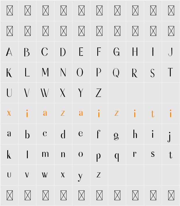 CF Ragitras 字符映射表