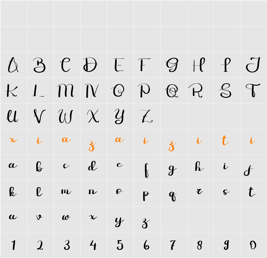 BUTAKORA 字符映射表