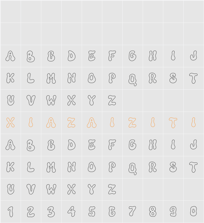 Funkie Retro Outline 字符映射表