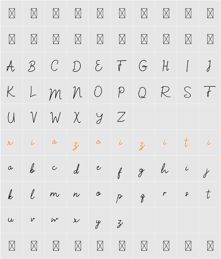 CF Racelyn Cetta DEMO 字符映射表