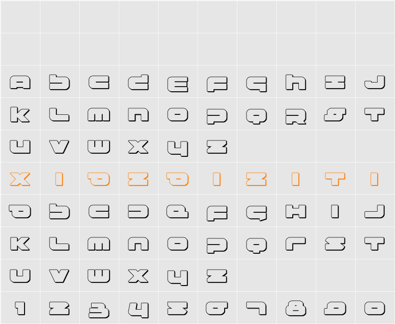 Delmoto 3D 字符映射表