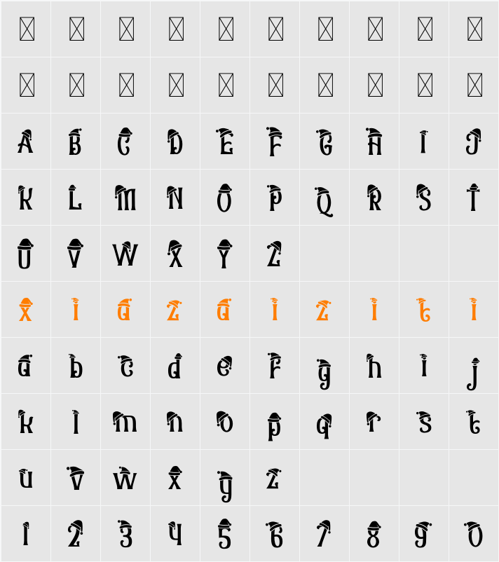 Christmas Chances Hat 字符映射表