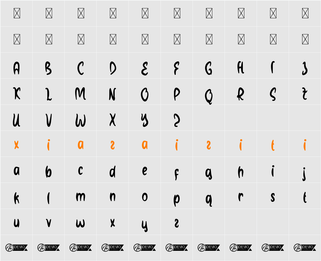 DiarySunriseDemo 字符映射表