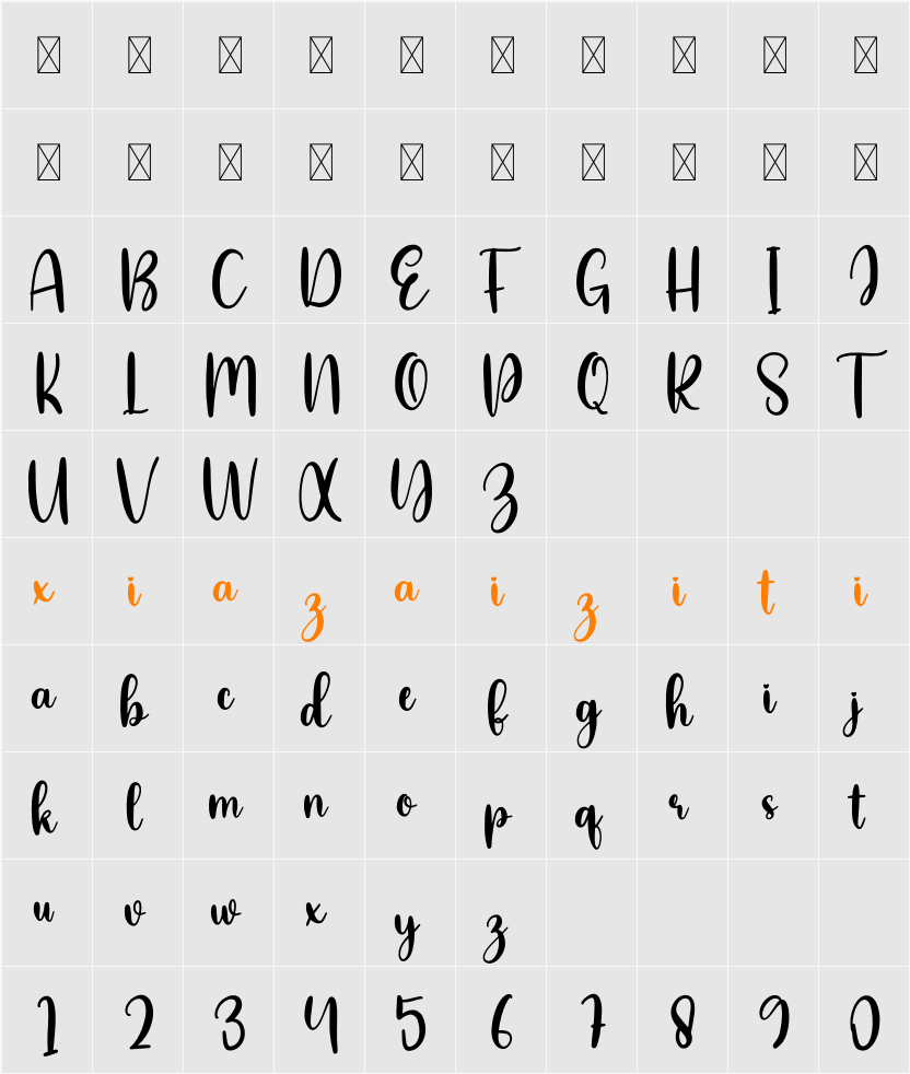 Farmstead 字符映射表