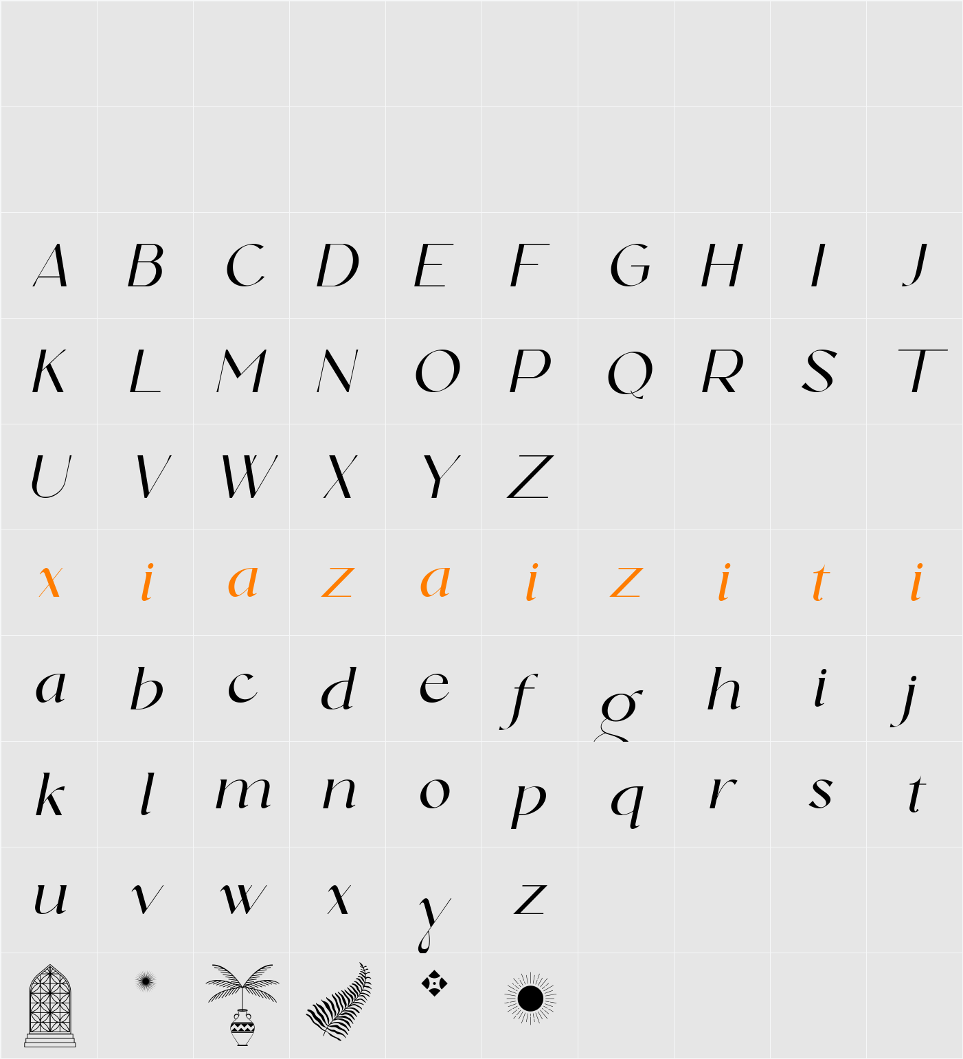 Dolce & Amyara Italic 字符映射表