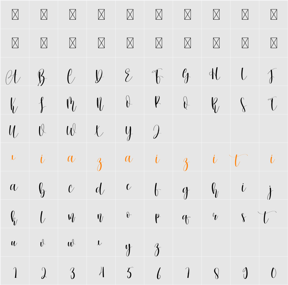 Christmas Melody 字符映射表