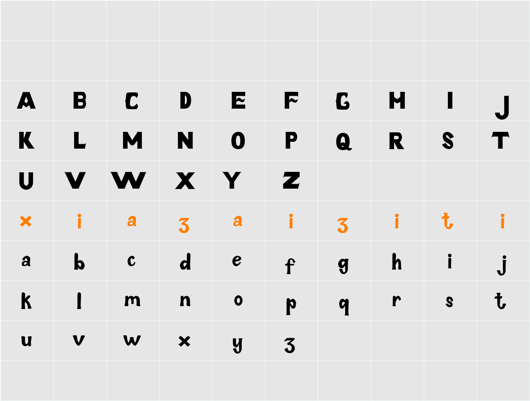 Ganley Demo 字符映射表