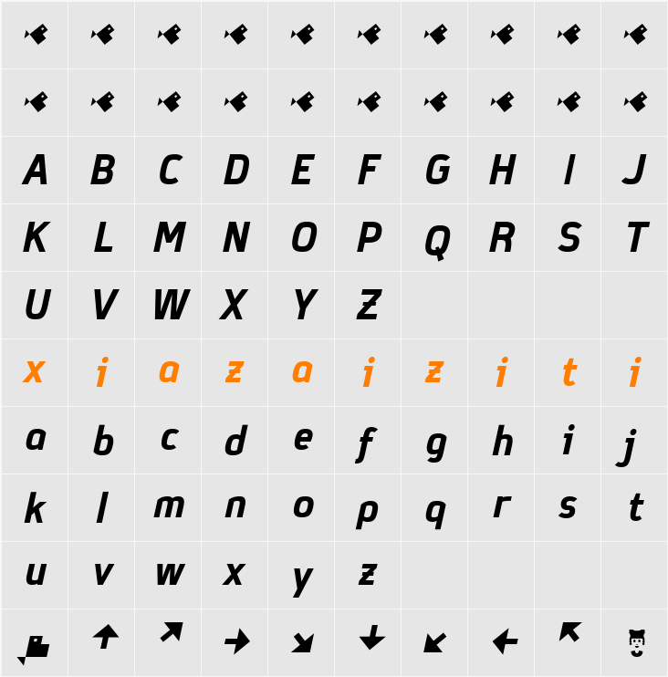 Garota Sans 字符映射表