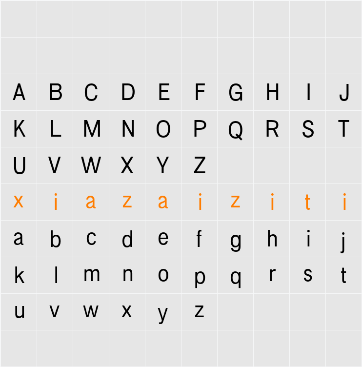 Galdien Demo 字符映射表