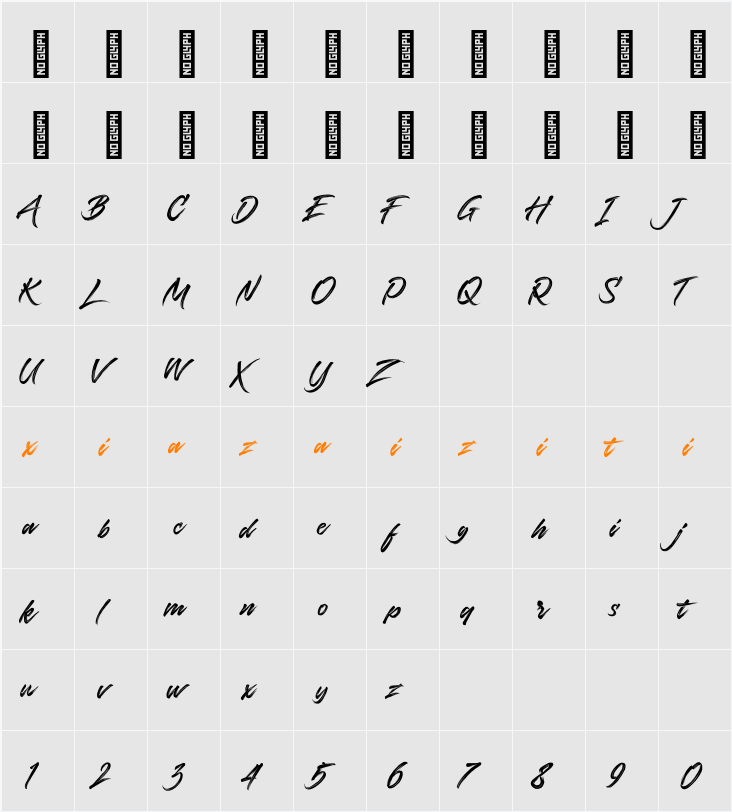 Deviantly Brush 字符映射表