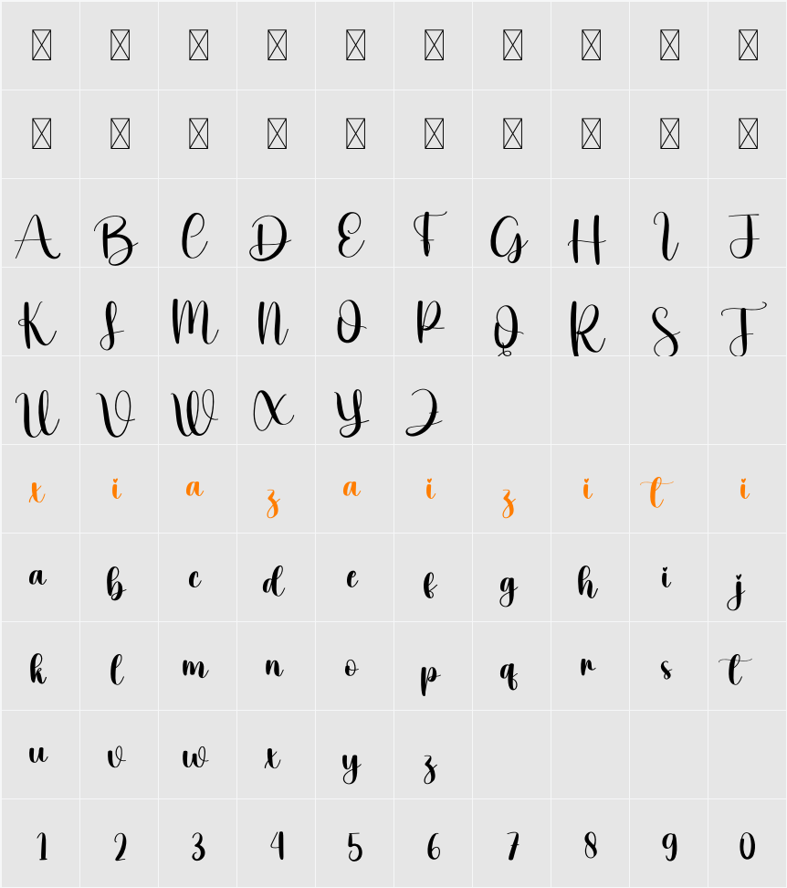 Calligraphy 字符映射表