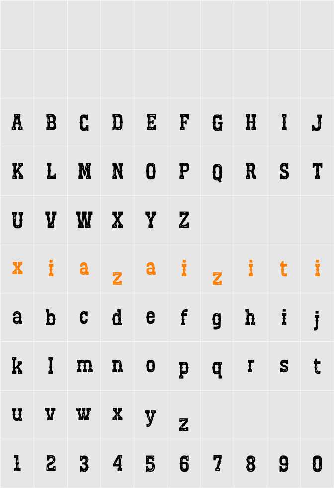 Cowboy Outlaw 字符映射表