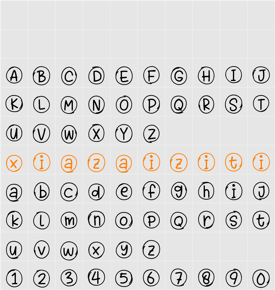 Bubble Dance Monogram 字符映射表