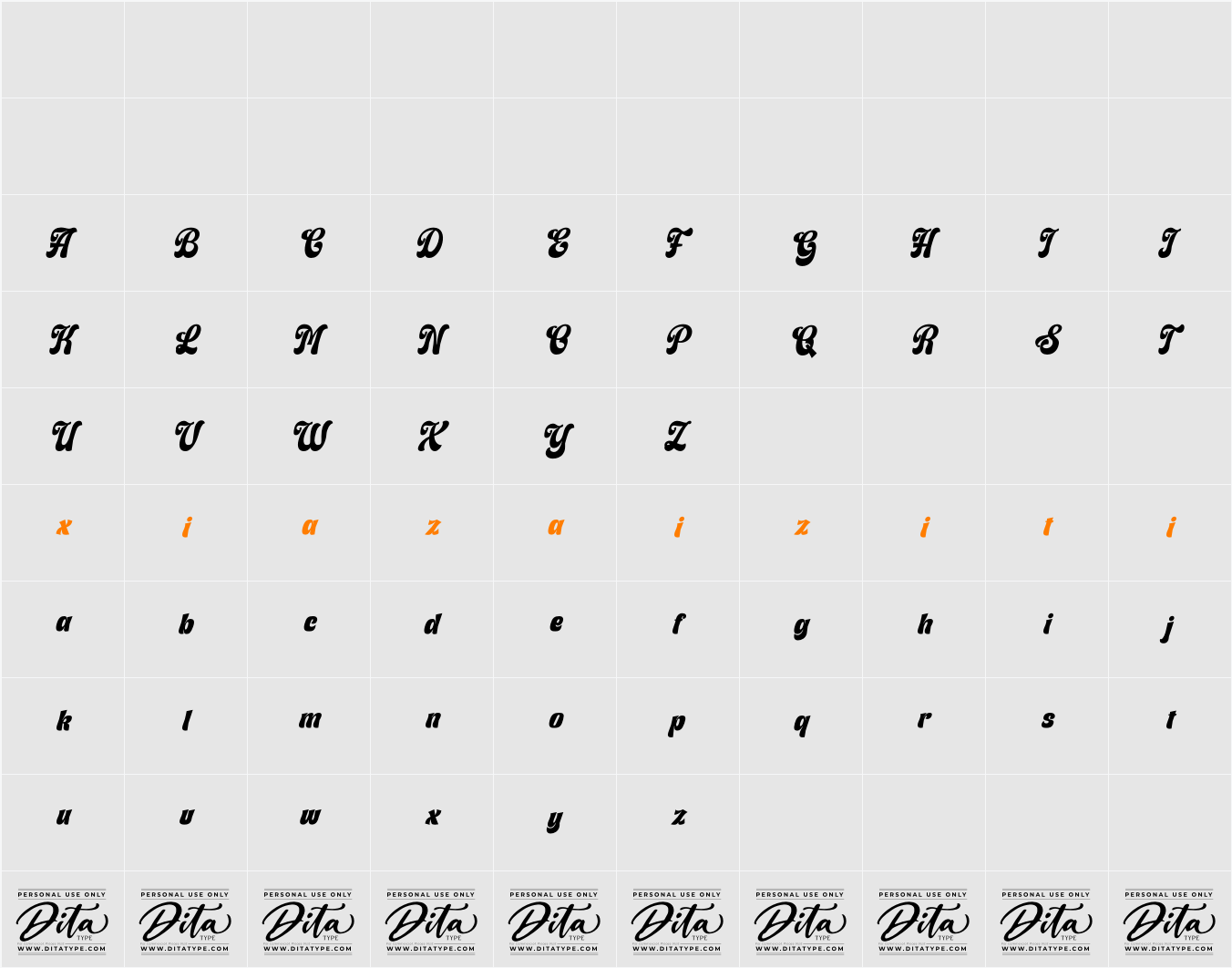 Fountained Personal Use 字符映射表