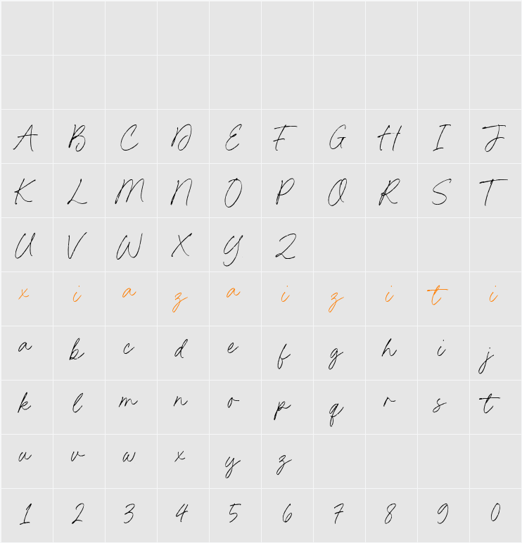 Dimitra Bothani 字符映射表